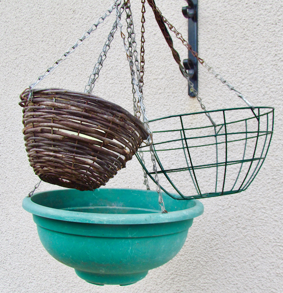 Group of different hanging baskets